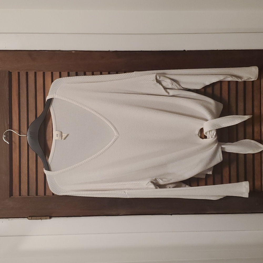 White Tie-Knot Sweater
